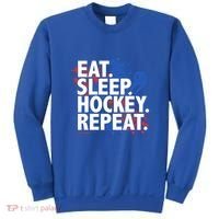 Eat Sleep Hockey Repeat Funny Hockey Player Saying Slogan Gift Sweatshirt thumb 0