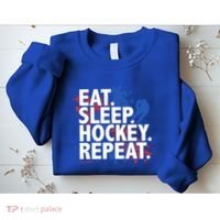 Eat Sleep Hockey Repeat Funny Hockey Player Saying Slogan Gift Sweatshirt thumb 2