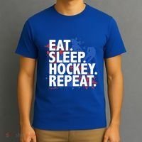 Eat Sleep Hockey Repeat Funny Hockey Player Saying Slogan Gift T-Shirt thumb 3