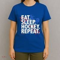 Eat Sleep Hockey Repeat Funny Hockey Player Saying Slogan Gift T-Shirt thumb 4
