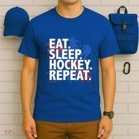 Eat Sleep Hockey Repeat Funny Hockey Player Saying Slogan Gift T-Shirt thumb 6
