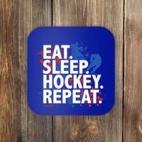 Eat Sleep Hockey Repeat Funny Hockey Player Saying Slogan Gift Coaster thumb 0