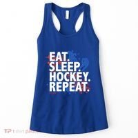 Eat Sleep Hockey Repeat Funny Hockey Player Saying Slogan Gift Women's Tank Top thumb 0