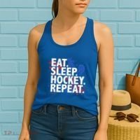 Eat Sleep Hockey Repeat Funny Hockey Player Saying Slogan Gift Women's Tank Top thumb 2