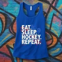 Eat Sleep Hockey Repeat Funny Hockey Player Saying Slogan Gift Women's Tank Top thumb 3