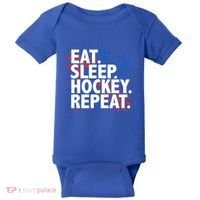 Eat Sleep Hockey Repeat Funny Hockey Player Saying Slogan Gift Baby Bodysuit thumb 0