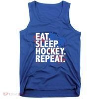 Eat Sleep Hockey Repeat Funny Hockey Player Saying Slogan Gift Tank Top thumb 0