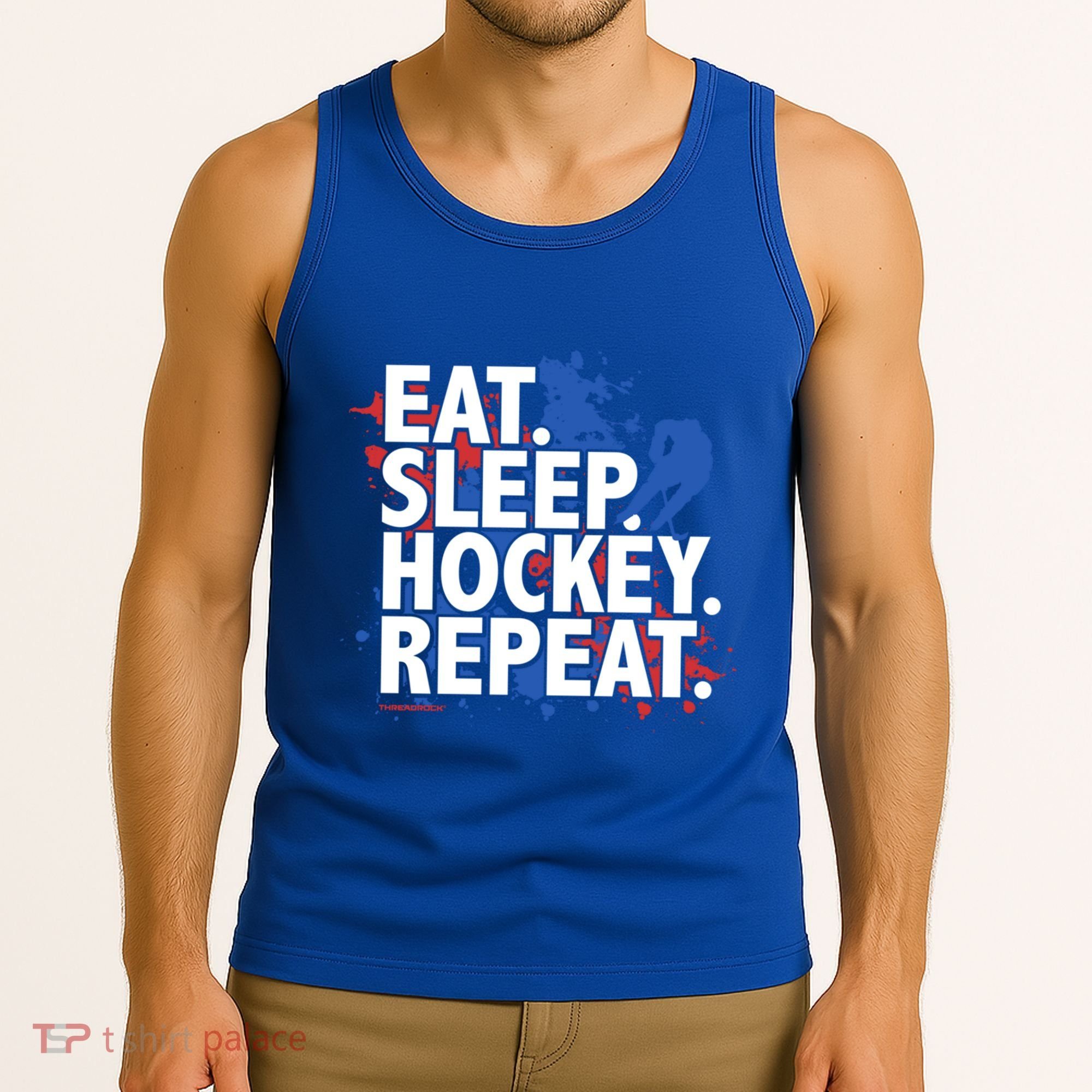 Eat Sleep Hockey Repeat Funny Hockey Player Saying Slogan Gift Tank Top