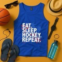 Eat Sleep Hockey Repeat Funny Hockey Player Saying Slogan Gift Tank Top thumb 4