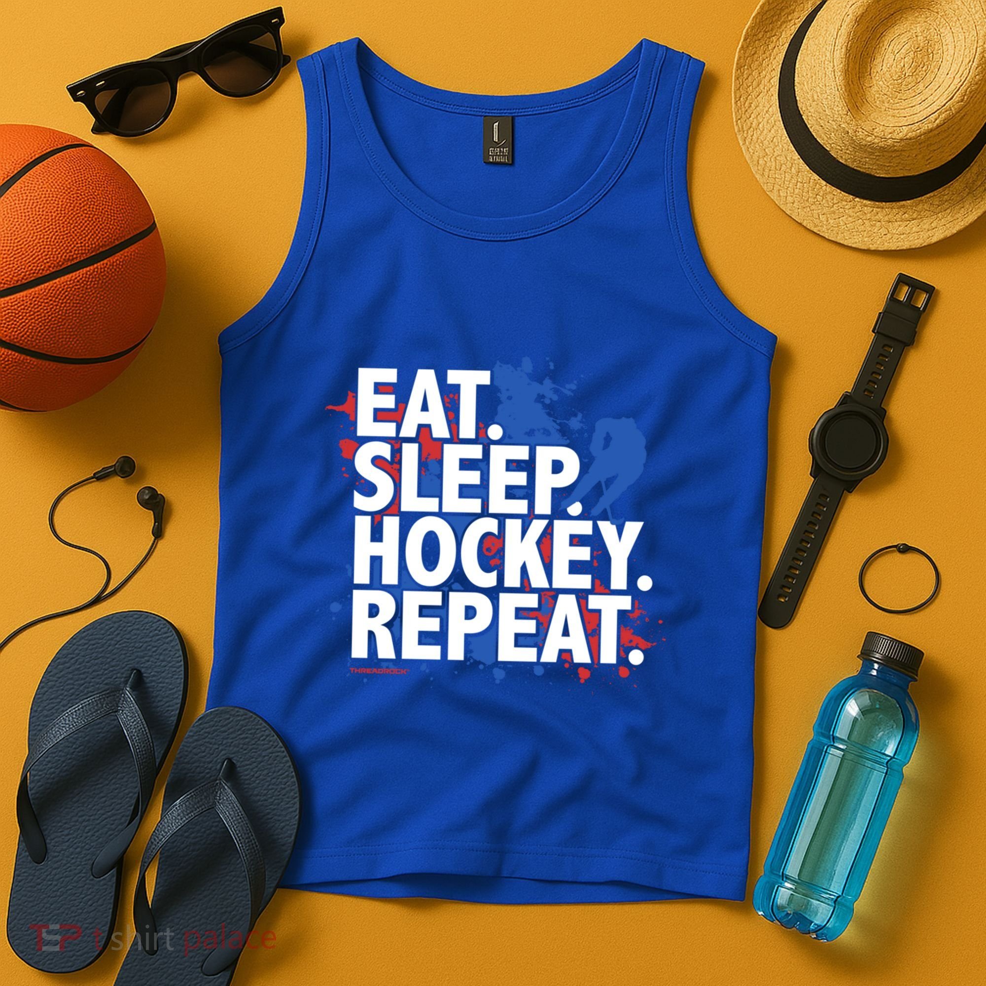 Eat Sleep Hockey Repeat Funny Hockey Player Saying Slogan Gift Tank Top