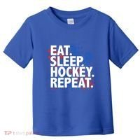 Eat Sleep Hockey Repeat Funny Hockey Player Saying Slogan Gift Toddler T-Shirt thumb 0