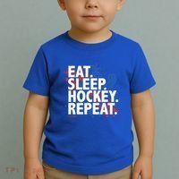 Eat Sleep Hockey Repeat Funny Hockey Player Saying Slogan Gift Toddler T-Shirt thumb 2