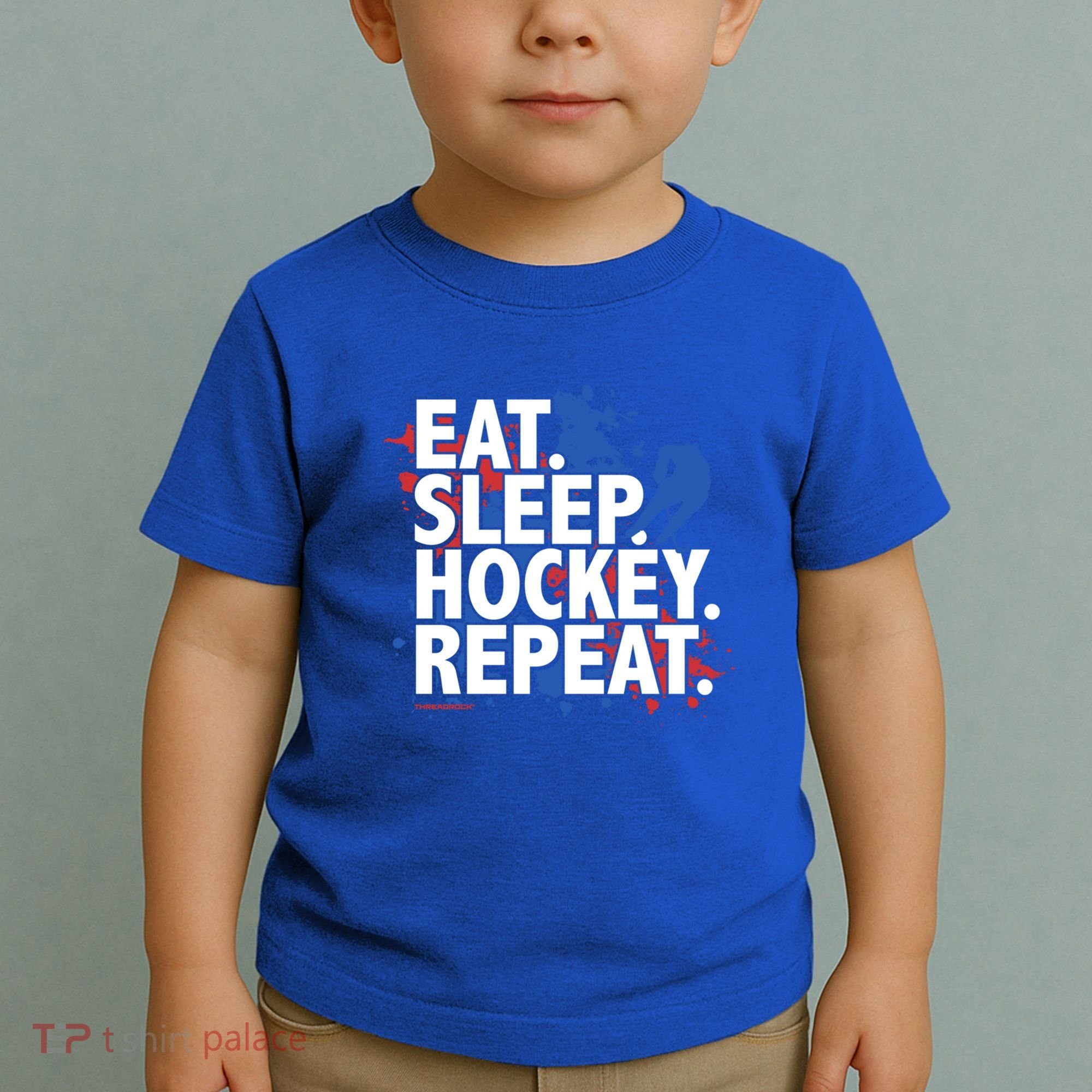 Eat Sleep Hockey Repeat Funny Hockey Player Saying Slogan Gift Toddler T-Shirt