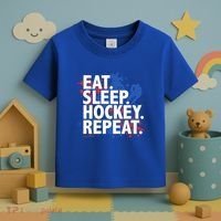 Eat Sleep Hockey Repeat Funny Hockey Player Saying Slogan Gift Toddler T-Shirt thumb 3