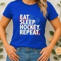 Eat Sleep Hockey Repeat Funny Hockey Player Saying Slogan Gift Women's T-Shirt thumb 2