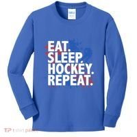 Eat Sleep Hockey Repeat Funny Hockey Player Saying Slogan Gift Kids Long Sleeve Shirt thumb 0
