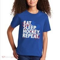 Eat Sleep Hockey Repeat Funny Hockey Player Saying Slogan Gift Kids T-Shirt thumb 2