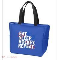 Eat Sleep Hockey Repeat Funny Hockey Player Saying Slogan Gift Tote Bag thumb 3