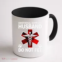 Emotional Support Husband Do Not Pet Coffee Mug thumb 1