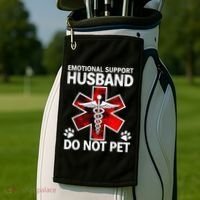 Emotional Support Husband Do Not Pet Golf Towel thumb 2