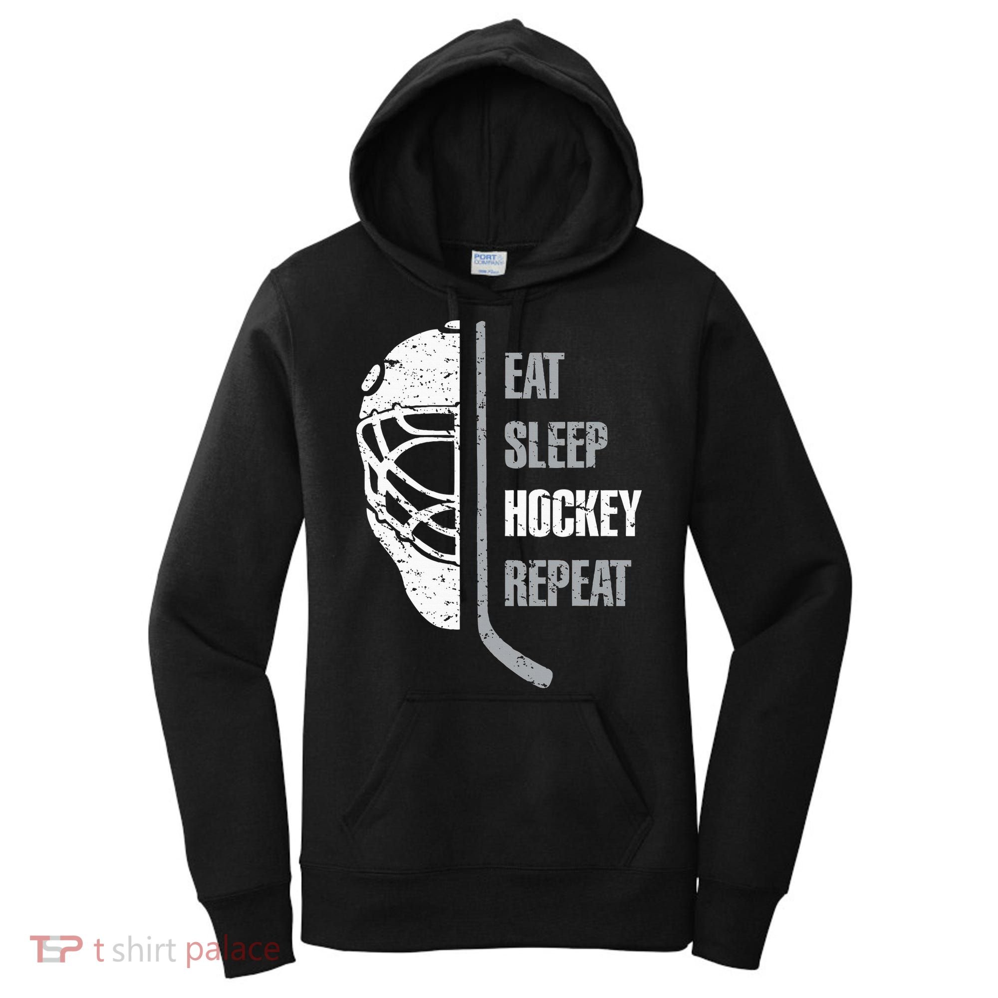 Eat Sleep Hockey Repeat Christmas For N Adult Hockey Women's Hoodie