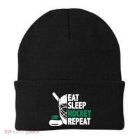 Eat Sleep Hockey Repeat Ice Hockey Lovers Players Funny Gift Beanie thumb 0