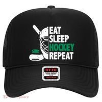 Eat Sleep Hockey Repeat Ice Hockey Lovers Players Funny Gift Hat thumb 0