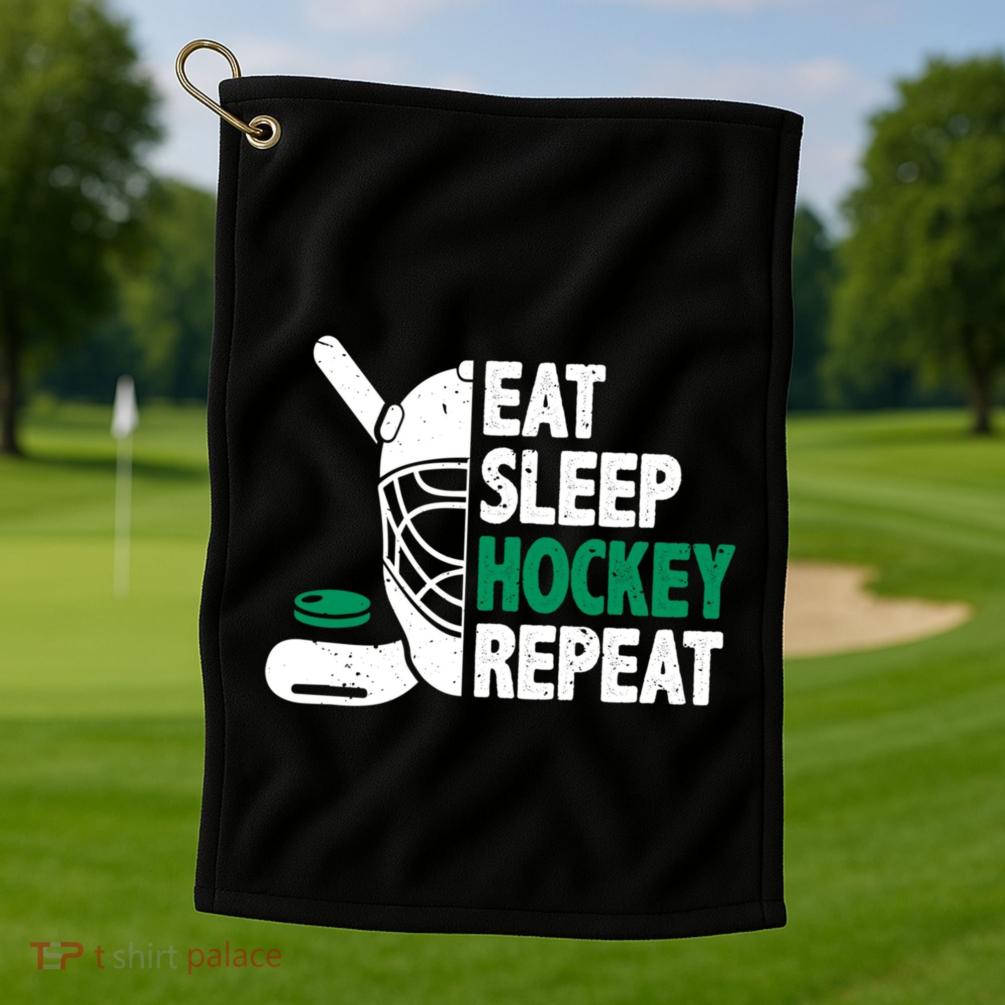 Eat Sleep Hockey Repeat Ice Hockey Lovers Players Funny Gift Golf Towel
