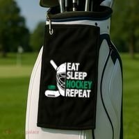 Eat Sleep Hockey Repeat Ice Hockey Lovers Players Funny Gift Golf Towel thumb 2