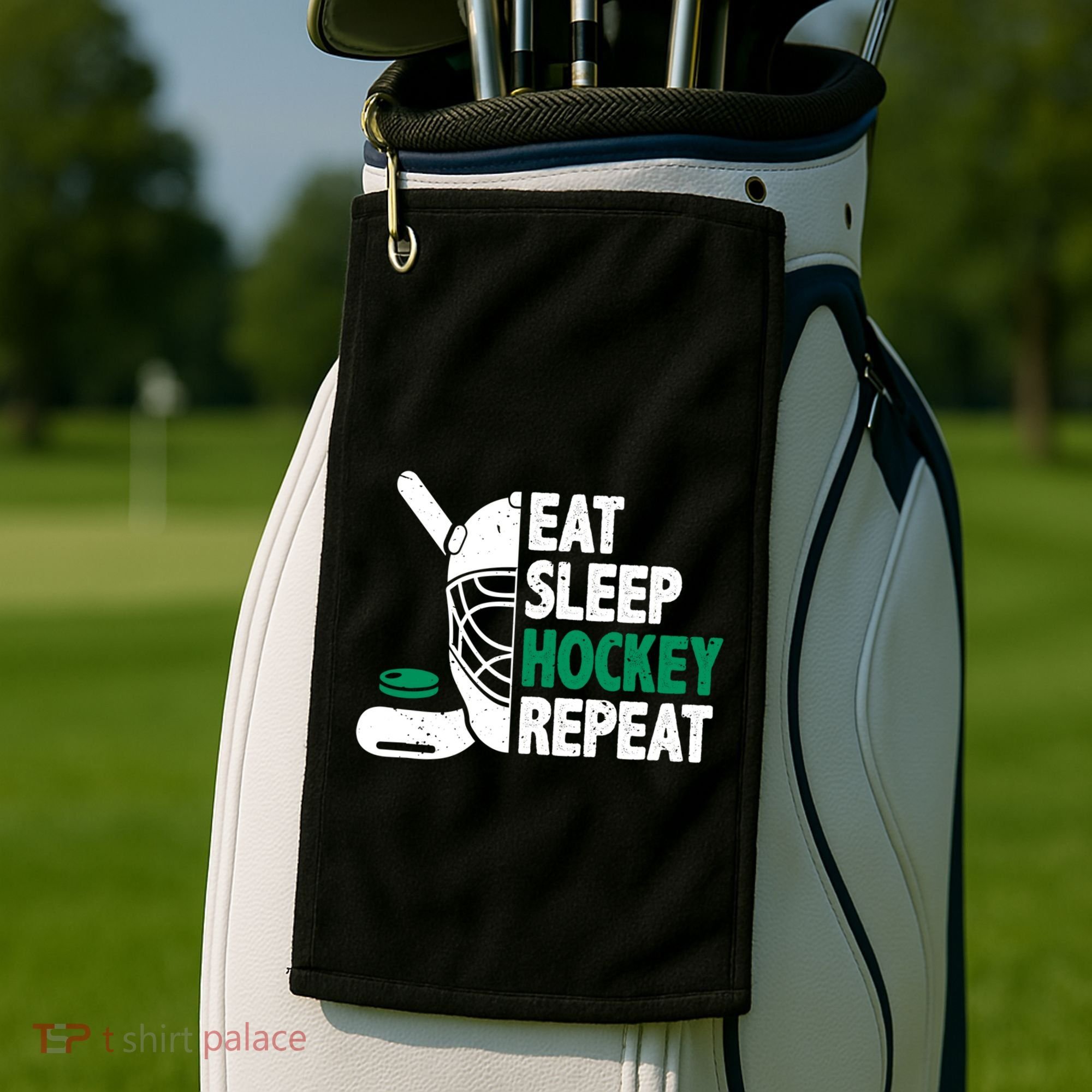 Eat Sleep Hockey Repeat Ice Hockey Lovers Players Funny Gift Golf Towel