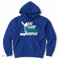 Eat Sleep Hockey Repeat Ice Hockey Lovers Players Funny Gift Hoodie thumb 0