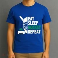 Eat Sleep Hockey Repeat Ice Hockey Lovers Players Funny Gift T-Shirt thumb 3