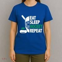 Eat Sleep Hockey Repeat Ice Hockey Lovers Players Funny Gift T-Shirt thumb 4