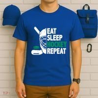 Eat Sleep Hockey Repeat Ice Hockey Lovers Players Funny Gift T-Shirt thumb 6