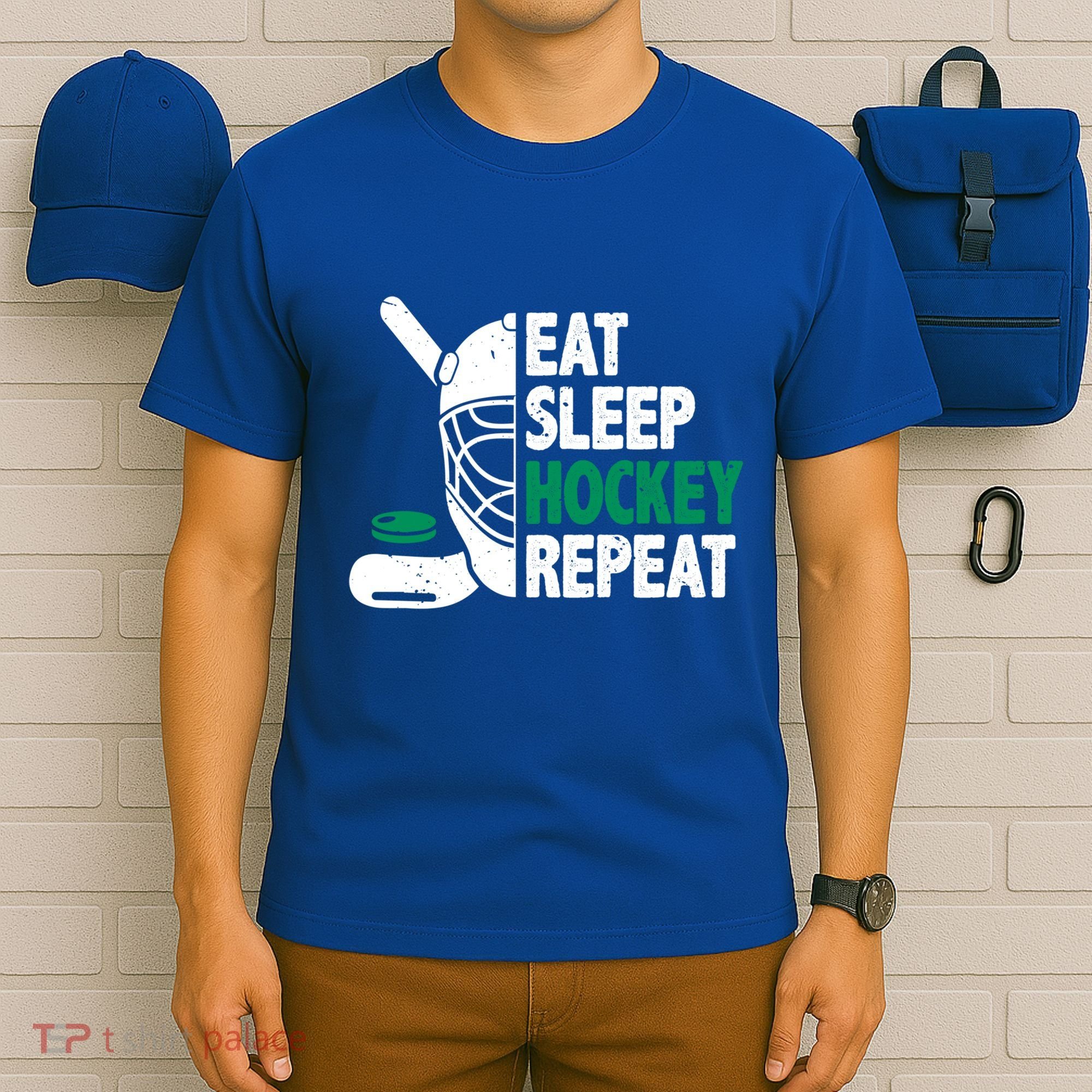 Eat Sleep Hockey Repeat Ice Hockey Lovers Players Funny Gift T-Shirt