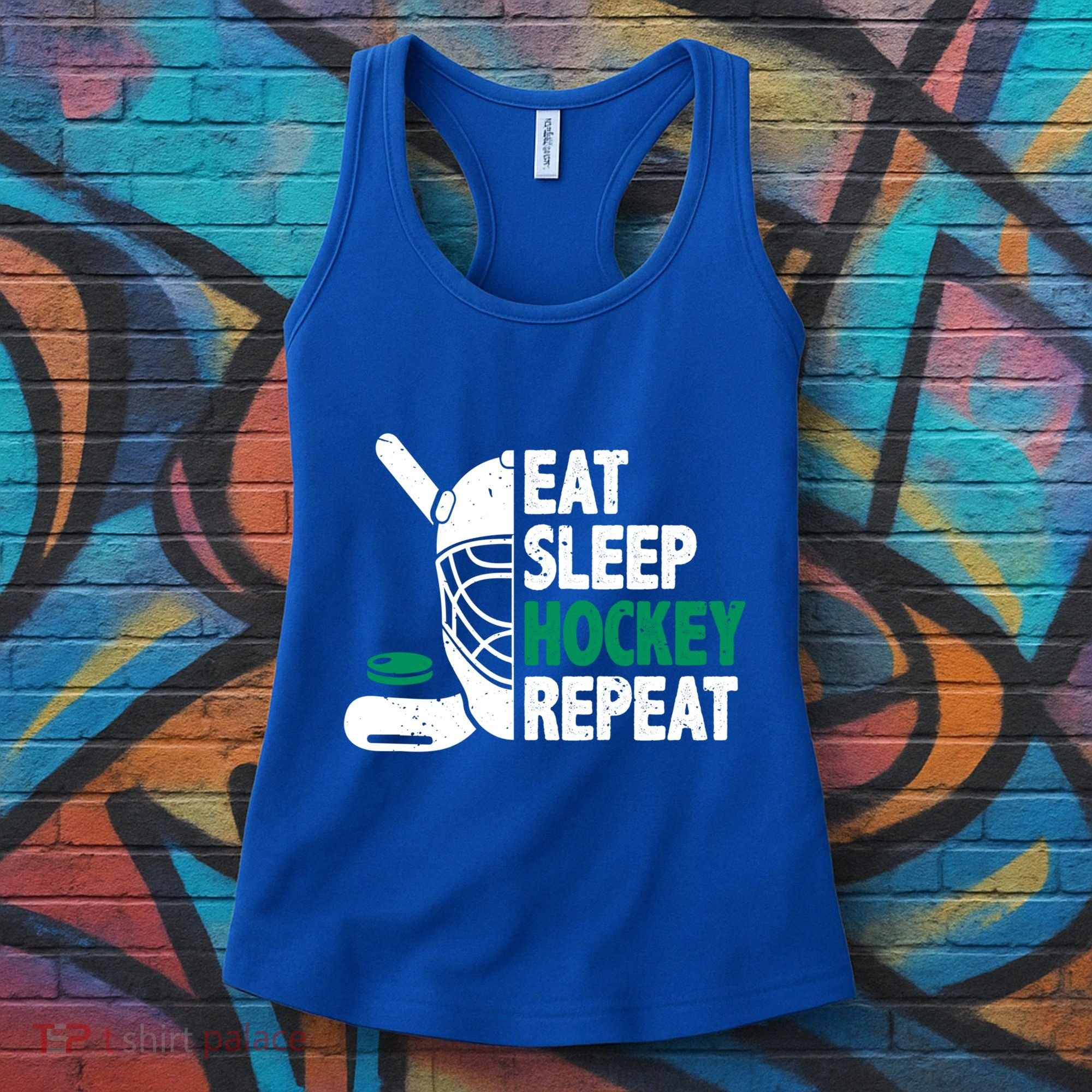 Eat Sleep Hockey Repeat Ice Hockey Lovers Players Funny Gift Women's Tank Top
