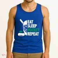 Eat Sleep Hockey Repeat Ice Hockey Lovers Players Funny Gift Tank Top thumb 3