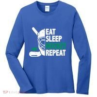 Eat Sleep Hockey Repeat Ice Hockey Lovers Players Funny Gift Women's Long Sleeve Shirt thumb 0