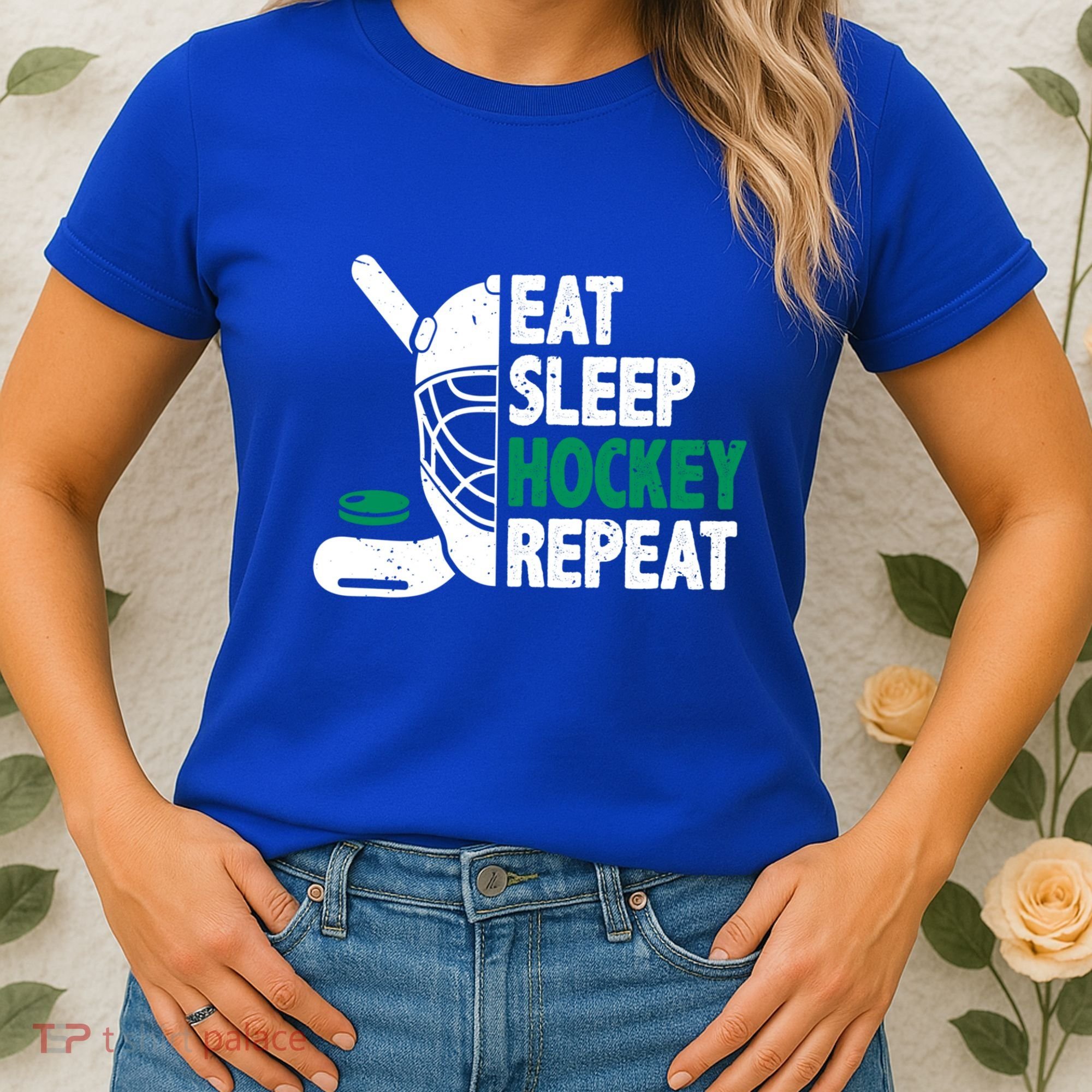 Eat Sleep Hockey Repeat Ice Hockey Lovers Players Funny Gift Women's T-Shirt