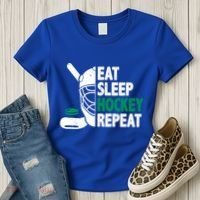 Eat Sleep Hockey Repeat Ice Hockey Lovers Players Funny Gift Women's T-Shirt thumb 3