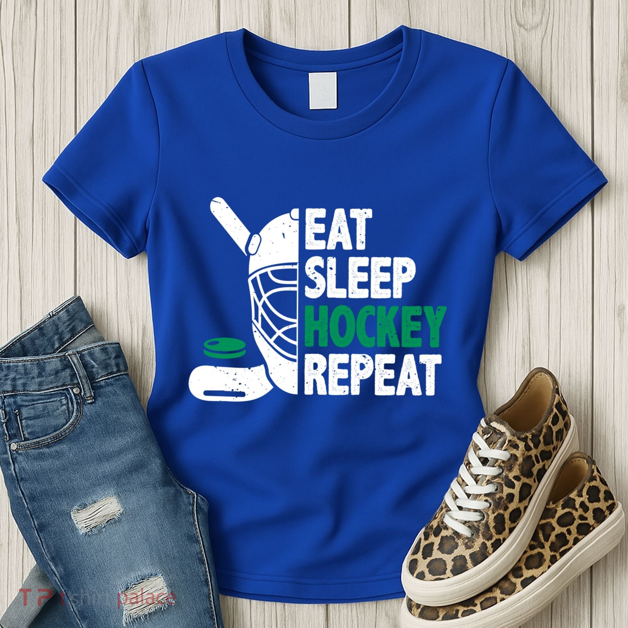 Eat Sleep Hockey Repeat Ice Hockey Lovers Players Funny Gift Women's T-Shirt