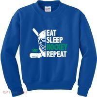 Eat Sleep Hockey Repeat Ice Hockey Lovers Players Funny Gift Kids Sweatshirt thumb 0
