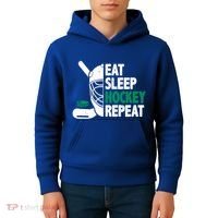 Eat Sleep Hockey Repeat Ice Hockey Lovers Players Funny Gift Kids Hoodie thumb 4