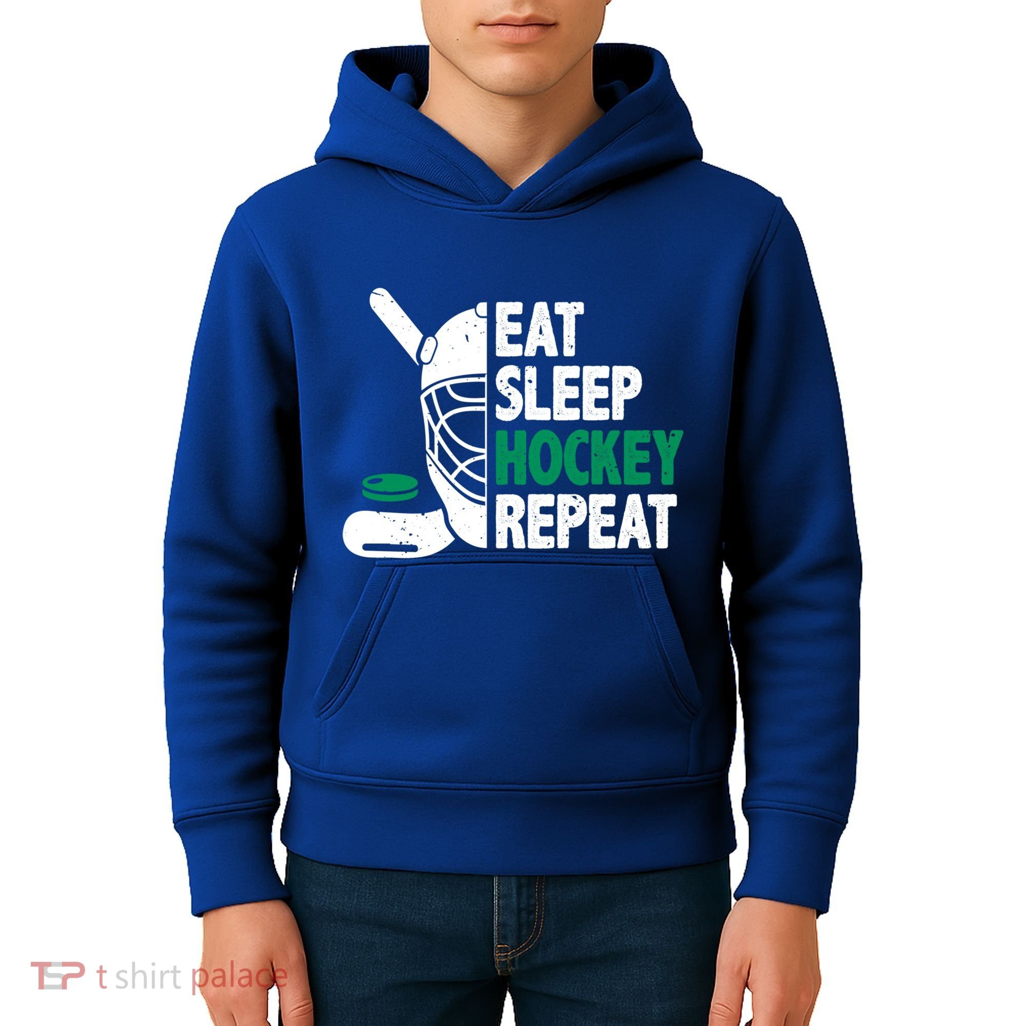 Eat Sleep Hockey Repeat Ice Hockey Lovers Players Funny Gift Kids Hoodie