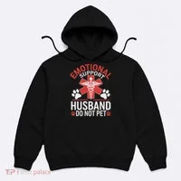Emotional Support Husband Do Not Pet Funny Hoodie thumb 0