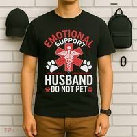 Emotional Support Husband Do Not Pet Funny T-Shirt thumb 6