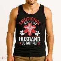 Emotional Support Husband Do Not Pet Funny Tank Top thumb 3
