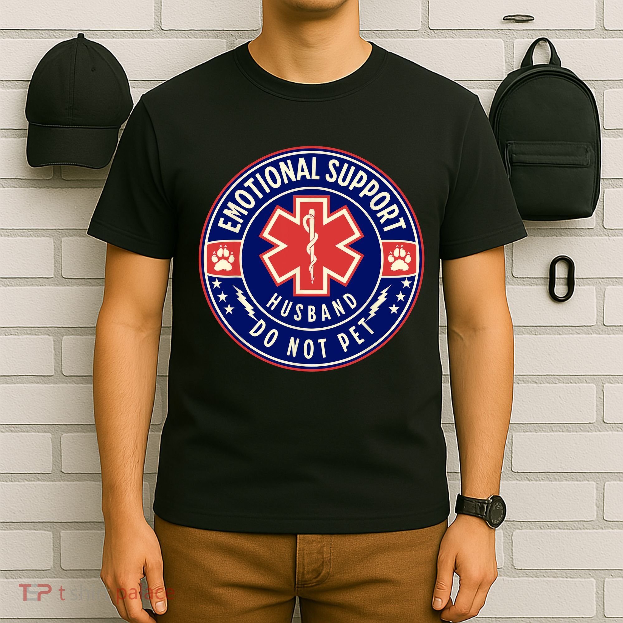 Emotional Support Husband Do Not Pet Service Dog Love Humor T-Shirt