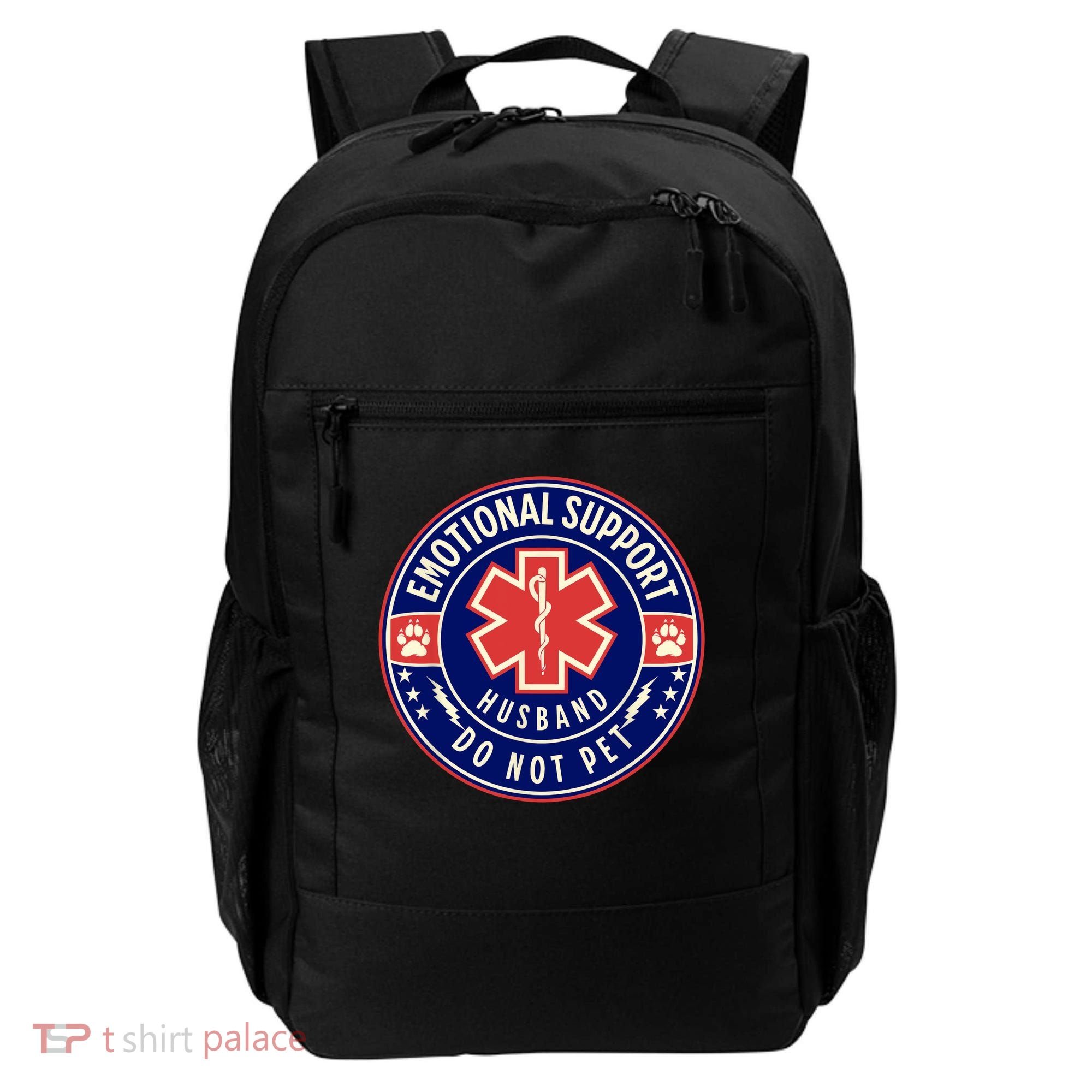 Emotional Support Husband Do Not Pet Service Dog Love Humor Backpack