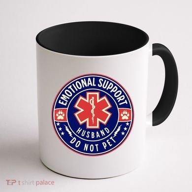 Emotional Support Husband Do Not Pet Service Dog Love Humor Coffee Mug back